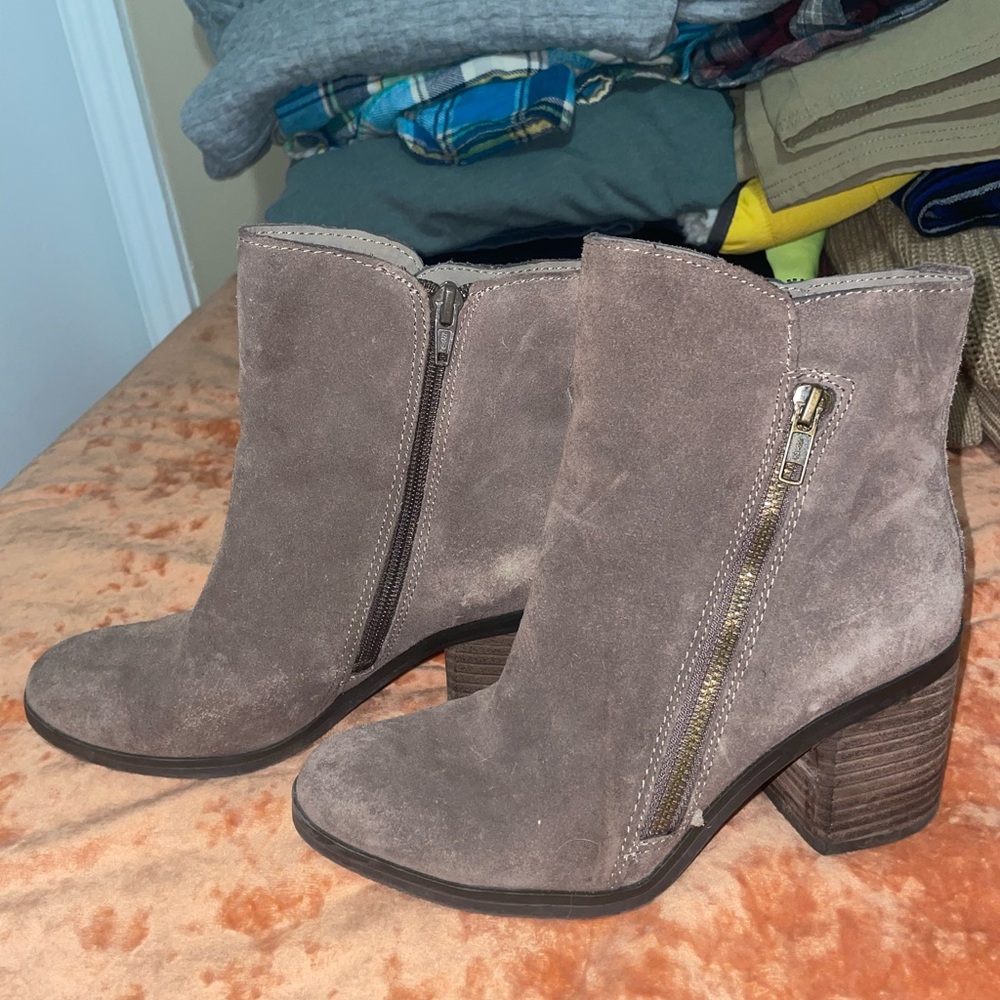 Suede Ankle Boots with Zipper